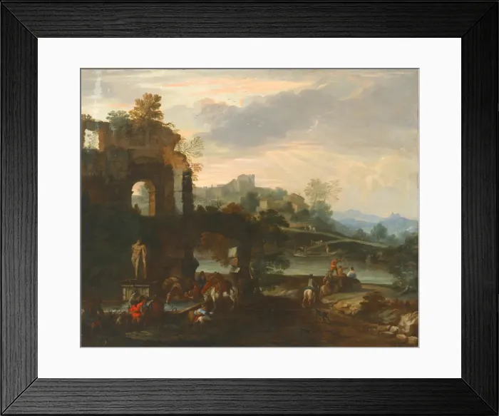 Framed Print : Capriccio with the Farnese Hercules. Creator: Carlevaris, Luca (1663-1730)