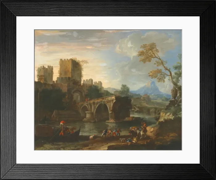 Framed Print : Capriccio with the Broken Bridge. Creator: Carlevaris, Luca (1663-1730) Framed Print : Capriccio with the Broken Bridge. Creator: Carlevaris, Luca (1663-1730)