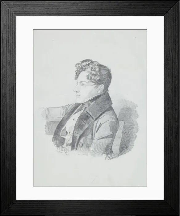 Framed Print : Portrait of Vasily Viktorovich Kochubey (1812-1850), c. 1832. Creator: Hampeln, Carl Framed Print : Portrait of Vasily Viktorovich Kochubey (1812-1850), c. 1832. Creator: Hampeln, Carl