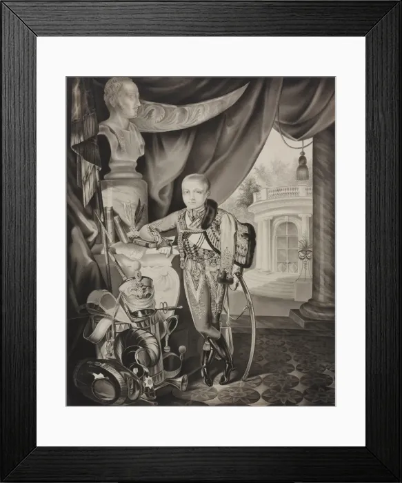 Framed Print : Portrait of the Crown prince Alexander Nikolayevich (1818-1881), 1827. Creator: Hampeln Framed Print : Portrait of the Crown prince Alexander Nikolayevich (1818-1881), 1827. Creator: Hampeln