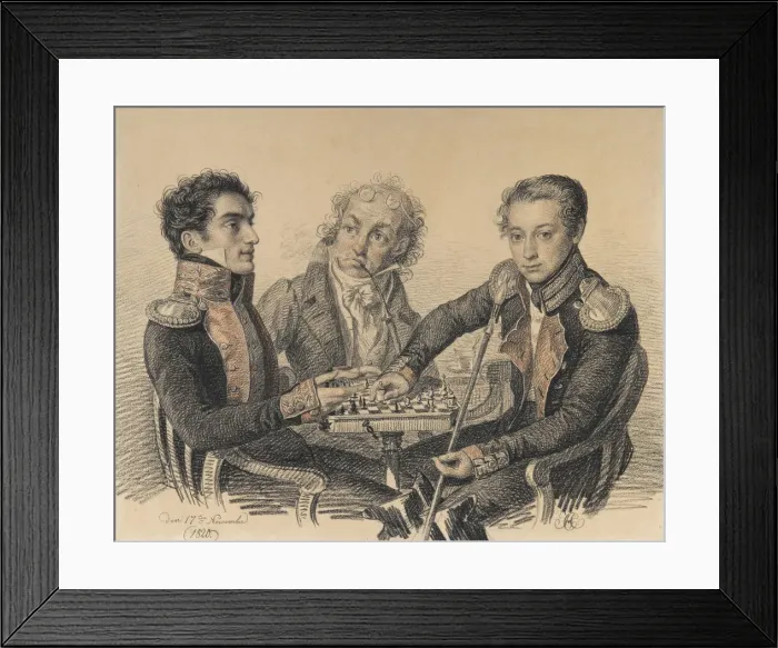 Framed Print : Count Zakhar Semjonovich Kherkheulidze, Baron Alexei Ivanovich Cherkasov with an Unknown, 1820 Framed Print : Count Zakhar Semjonovich Kherkheulidze, Baron Alexei Ivanovich Cherkasov with an Unknown, 1820