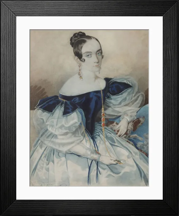 Framed Print : Portrait of a Lady with a Lorgnette, 1830s. Creator: Hampeln, Carl, von (1794-after 1880) Framed Print : Portrait of a Lady with a Lorgnette, 1830s. Creator: Hampeln, Carl, von (1794-after 1880)