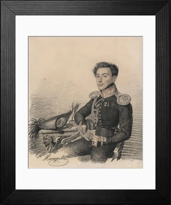 Framed Print : Portrait of Sergei Alexandrovich Kokoshkin (1795-1861), 1820. Creator: Hampeln, Carl