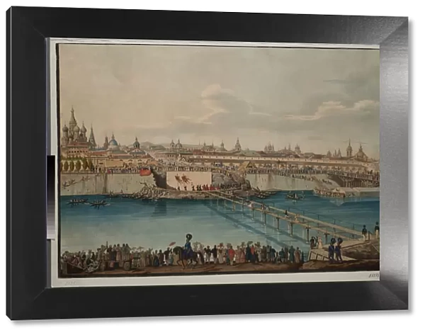 Cornerstone Laying Ceremony for the Moskvoretsky Bridge in Moscow, 1830. Creator: Hampeln