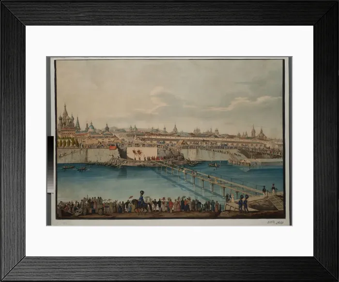 Framed Print : Cornerstone Laying Ceremony for the Moskvoretsky Bridge in Moscow, 1830. Creator: Hampeln Framed Print : Cornerstone Laying Ceremony for the Moskvoretsky Bridge in Moscow, 1830. Creator: Hampeln