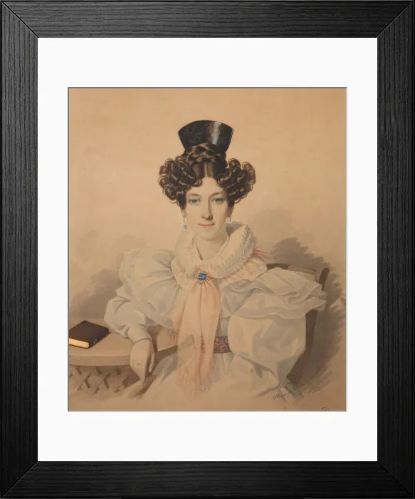 Framed Print : Portrait of Anna Platonovna Plautina (1808-1886), 1830s. Creator: Hampeln, Carl, von
