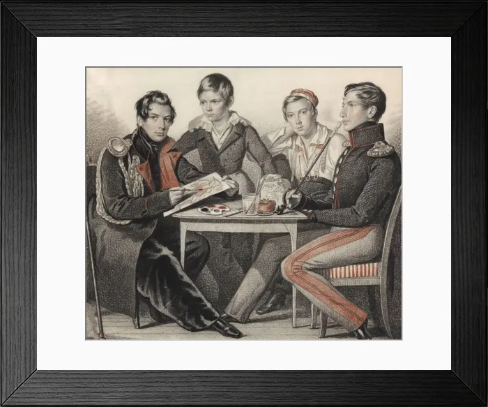 Framed Print : Portrait of the Brothers Konovnitsyn, 1825. Creator: Hampeln, Carl, von (1794-after 1880) Framed Print : Portrait of the Brothers Konovnitsyn, 1825. Creator: Hampeln, Carl, von (1794-after 1880)