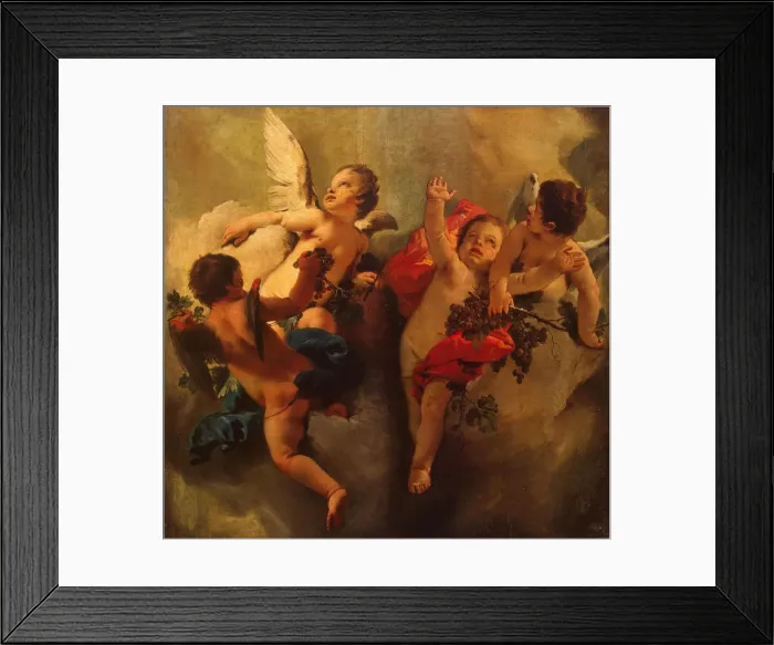 Framed Print : Cupids with Grapes. Series Four Seasons, 1740s. Creator: Tiepolo, Giambattista Framed Print : Cupids with Grapes. Series Four Seasons, 1740s. Creator: Tiepolo, Giambattista