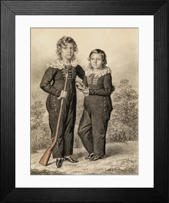 Framed Print : Portrait of Alexander and Alexei Dondukov-Korsakov, End of 1820s-Early 1830s. Creator: Hampeln Framed Print : Portrait of Alexander and Alexei Dondukov-Korsakov, End of 1820s-Early 1830s. Creator: Hampeln