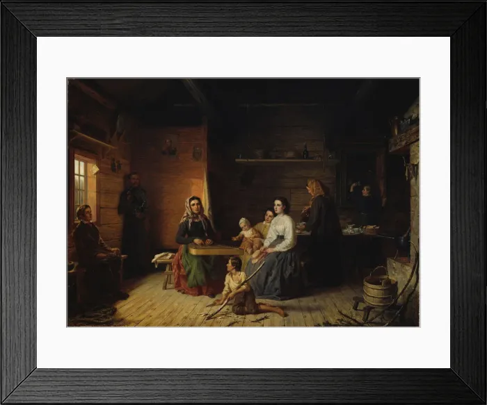 Framed Print : Playing the Kantele in a Peasant Cottage, 1868. Creator: Ekman, Robert Wilhelm (1808-1873) Framed Print : Playing the Kantele in a Peasant Cottage, 1868. Creator: Ekman, Robert Wilhelm (1808-1873)