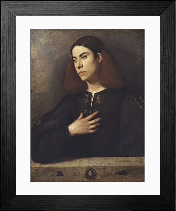 Framed Print : Portrait of a Young Man (Antonio Brocardo?), ca 1509-1510. Creator: Giorgione (1476-1510) Framed Print : Portrait of a Young Man (Antonio Brocardo?), ca 1509-1510. Creator: Giorgione (1476-1510)