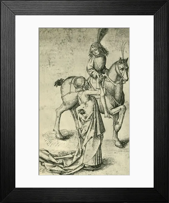 Framed Print : Rider and woman, c1480, (1943). Creator: Martin Schongauer Framed Print : Rider and woman, c1480, (1943). Creator: Martin Schongauer