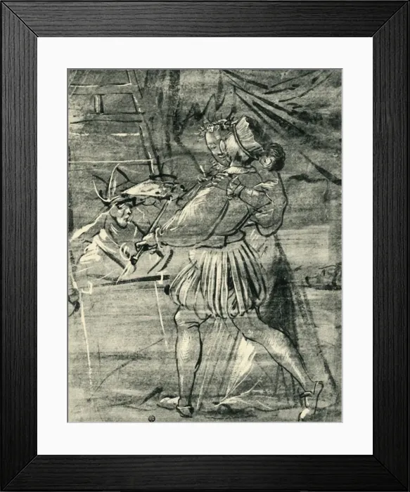Framed Print : Artist with young woman in front of an easel, 1580, (1943). Creator: Tobias Stimmer Framed Print : Artist with young woman in front of an easel, 1580, (1943). Creator: Tobias Stimmer