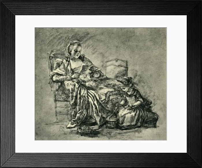 Framed Print : The Letter, mid-late 18th century, (1943). Creator: Jean-Simeon Chardin Framed Print : The Letter, mid-late 18th century, (1943). Creator: Jean-Simeon Chardin