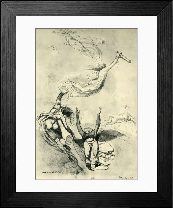 Framed Print : Dead hero with goddesses, 1778, (1943). Creator: Henry Fuseli Framed Print : Dead hero with goddesses, 1778, (1943). Creator: Henry Fuseli