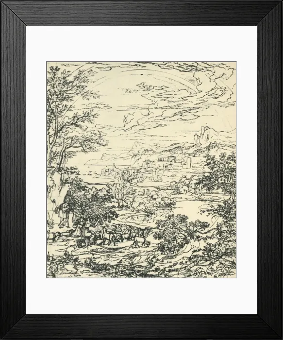 Framed Print : Landscape with rainbow, late 18th-early 19th century, (1943). Creator: Joseph Anton Koch Framed Print : Landscape with rainbow, late 18th-early 19th century, (1943). Creator: Joseph Anton Koch