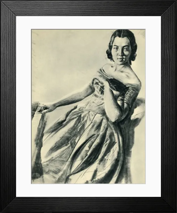 Framed Print : Woman at the piano, 1846, (1943). Creator: Adolph Menzel Framed Print : Woman at the piano, 1846, (1943). Creator: Adolph Menzel