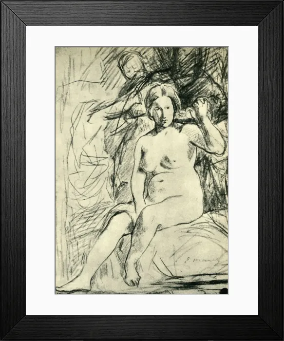 Framed Print : Study of a Seated Nude ( La Toilette ), 1858-1860, (1943). Creator: Edouard Manet Framed Print : Study of a Seated Nude ( La Toilette ), 1858-1860, (1943). Creator: Edouard Manet