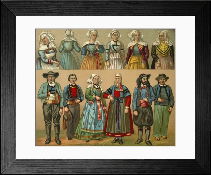 Framed Print : French national costume, late 19th century. Creator: Daniel Urrabieta Vierge