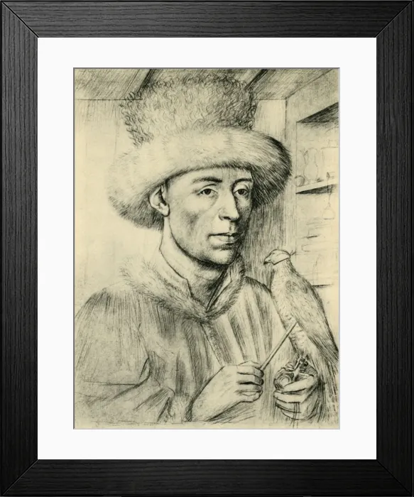 Framed Print : Portrait of a Man with a Falcon, c1447, (1943). Creator: Petrus Christus Framed Print : Portrait of a Man with a Falcon, c1447, (1943). Creator: Petrus Christus