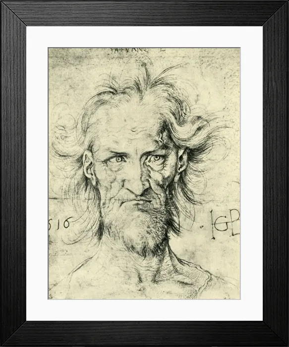 Framed Print : Head of a Bearded Old Man ( Saturn ), 1516, (1943). Creator: Hans Baldung Framed Print : Head of a Bearded Old Man ( Saturn ), 1516, (1943). Creator: Hans Baldung