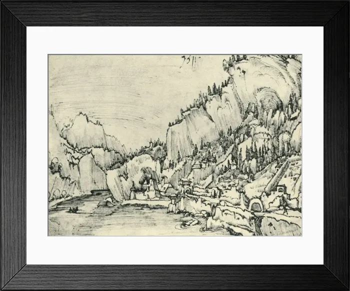 Framed Print : View of Sarmingstein on the Danube, 1511, (1943). Creator: Albrecht Altdorfer