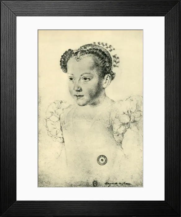 Framed Print : Marguerite de Valois, 1557, (1943). Creator: Francois Clouet Framed Print : Marguerite de Valois, 1557, (1943). Creator: Francois Clouet