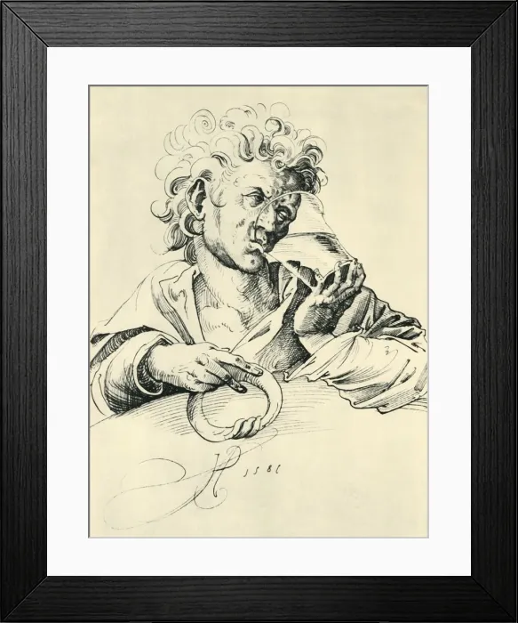 Framed Print : Drinker, 1581, (1943). Creator: Jost Amman Framed Print : Drinker, 1581, (1943). Creator: Jost Amman