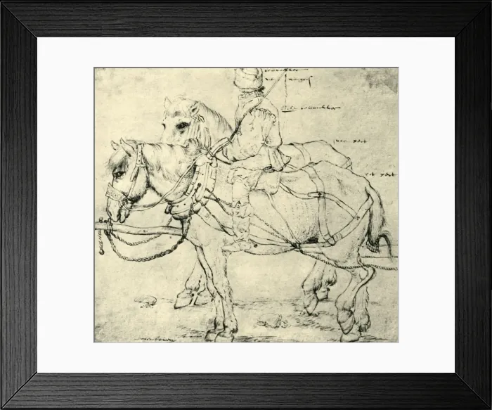 Framed Print : Rider and two horses, 1559-1563, (1943). Creator: Pieter Bruegel the Elder Framed Print : Rider and two horses, 1559-1563, (1943). Creator: Pieter Bruegel the Elder