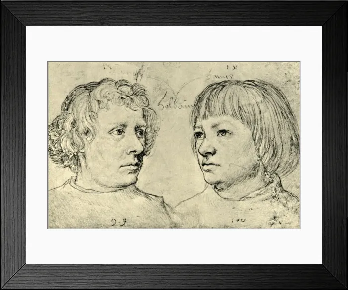 Framed Print : Ambrosius and Hans, the artists sons, 1511, (1943). Creator: Hans Holbein the Elder