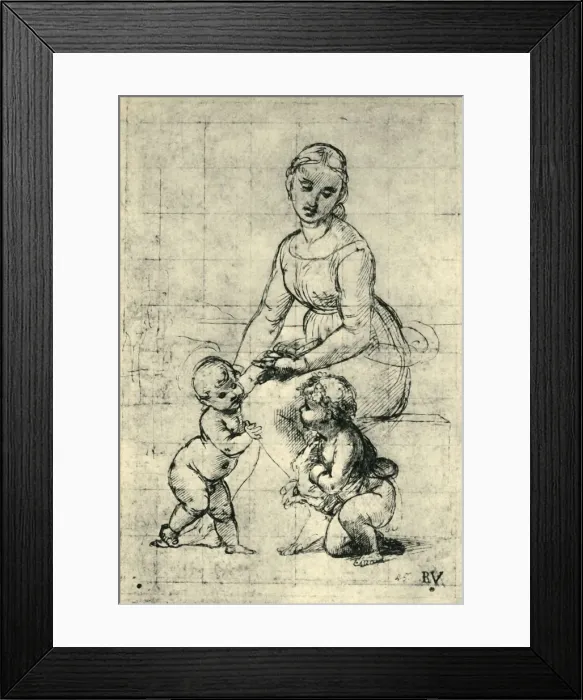 Framed Print : The Madonna, the Christ Child and St John, 1507, (1943). Creator: Raphael Framed Print : The Madonna, the Christ Child and St John, 1507, (1943). Creator: Raphael