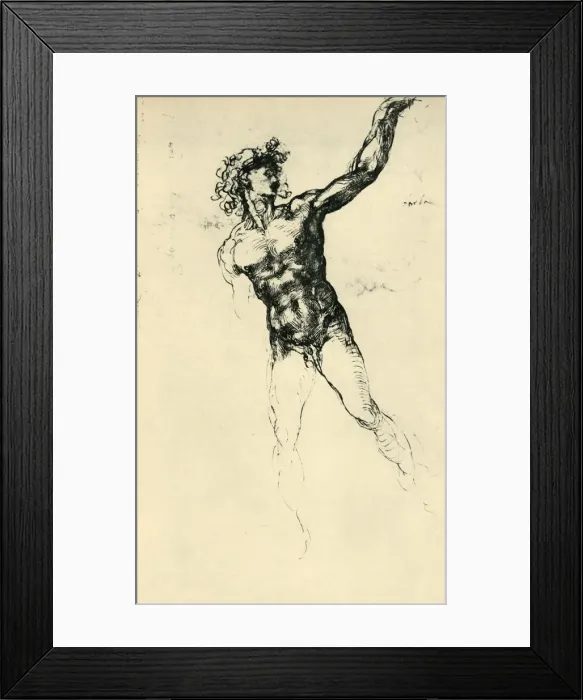 Framed Print : Male nude, 1503-1504, (1943). Creator: Michelangelo Buonarroti Framed Print : Male nude, 1503-1504, (1943). Creator: Michelangelo Buonarroti