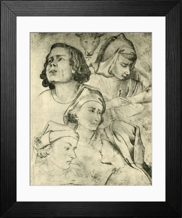 Framed Print : Studies of heads, c1320-1366, (1943). Creators: Taddeo Gaddi, Agnolo Gaddi Framed Print : Studies of heads, c1320-1366, (1943). Creators: Taddeo Gaddi, Agnolo Gaddi