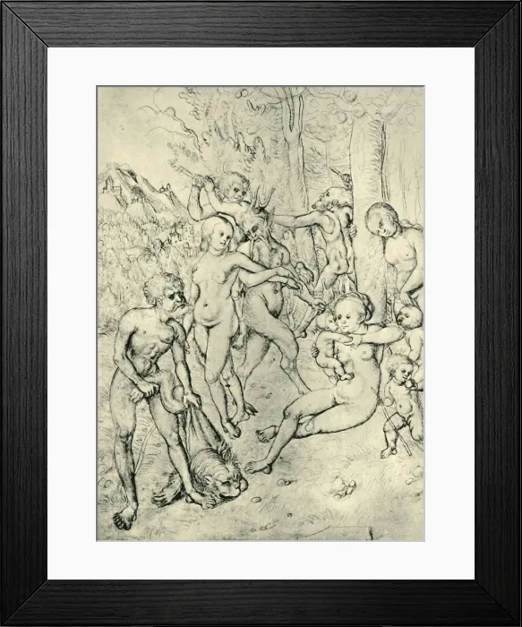 Framed Print : Satyrs and nymphs, 1520-1530, (1943). Creator: Lucas Cranach the Elder Framed Print : Satyrs and nymphs, 1520-1530, (1943). Creator: Lucas Cranach the Elder
