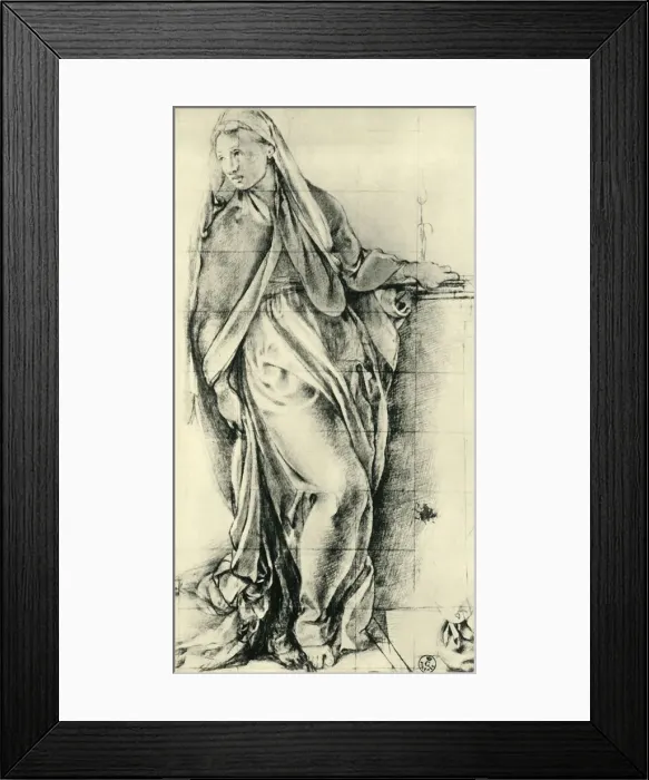 Framed Print : Sketch of the Virgin Mary for an Annunciation, mid-16th century, (1943). Creator: Jacopo Pontormo Framed Print : Sketch of the Virgin Mary for an Annunciation, mid-16th century, (1943). Creator: Jacopo Pontormo