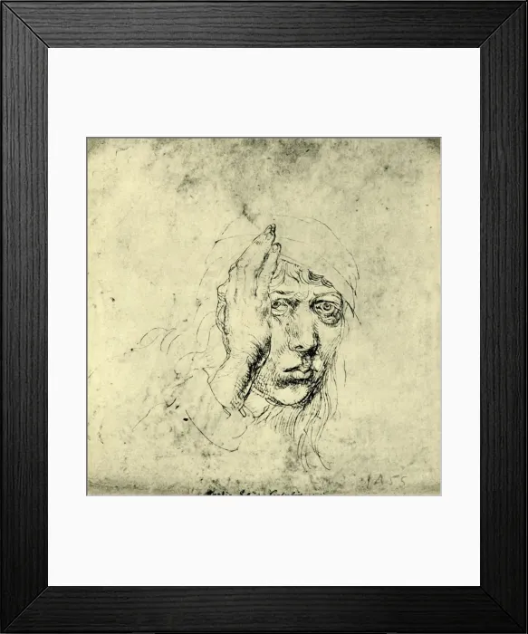 Framed Print : Self portrait with a Bandage, 1492, (1943). Creator: Albrecht Durer Framed Print : Self portrait with a Bandage, 1492, (1943). Creator: Albrecht Durer