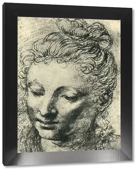 Head of a woman looking down, mid 16th century, (1943). Creator: Paolo Veronese