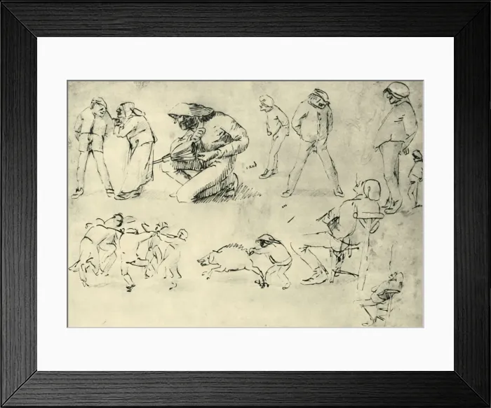 Framed Print : Studies of figures, early 17th century, (1943). Creator: Adriaen Brouwer Framed Print : Studies of figures, early 17th century, (1943). Creator: Adriaen Brouwer