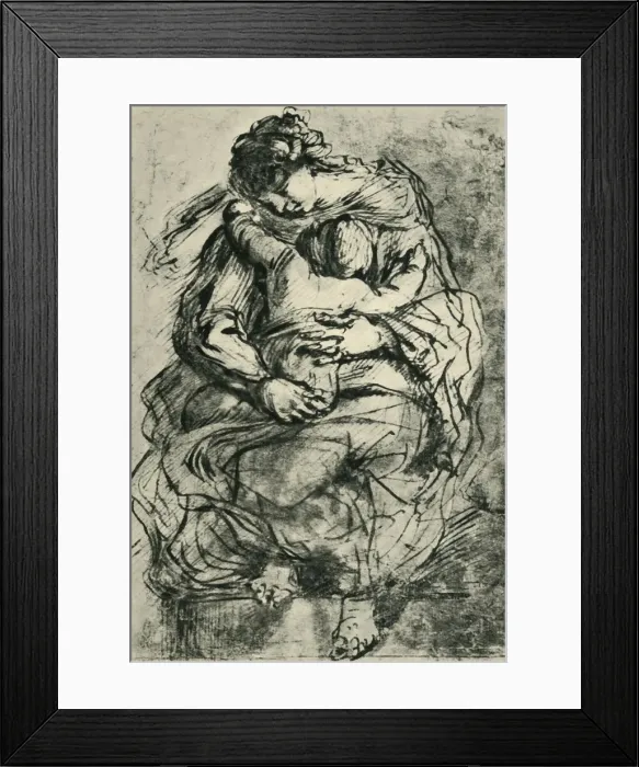 Framed Print : Madonna and child, late 16th-early 17th century, (1943). Creator: Michelangelo Caravaggio Framed Print : Madonna and child, late 16th-early 17th century, (1943). Creator: Michelangelo Caravaggio