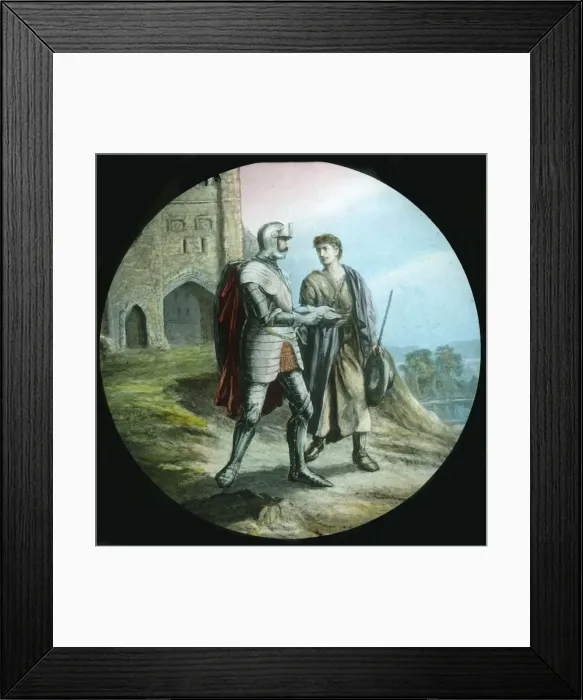 Framed Print : Christian and Hopeful leaving Vanity Fair, c1910. Creator: Unknown Framed Print : Christian and Hopeful leaving Vanity Fair, c1910. Creator: Unknown