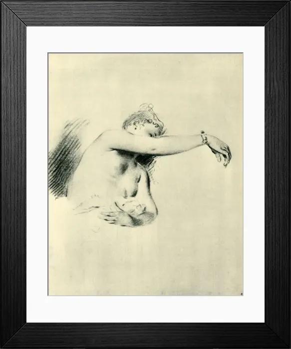 Framed Print : Nude with Right Arm Raised, 1717-1718, (1943). Creator: Jean-Antoine Watteau Framed Print : Nude with Right Arm Raised, 1717-1718, (1943). Creator: Jean-Antoine Watteau
