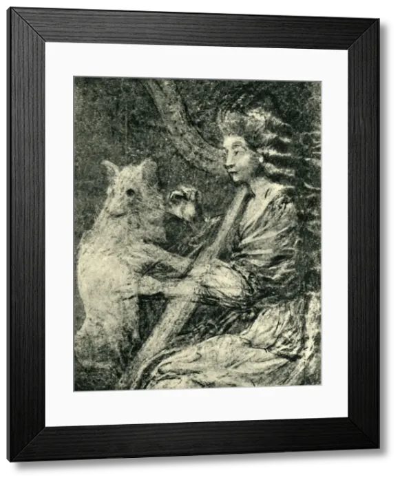 Framed Print : Harpist and dog, c1778, (1943). Creator: Thomas Gainsborough Framed Print : Harpist and dog, c1778, (1943). Creator: Thomas Gainsborough