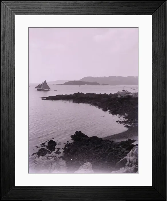 Framed Print : Sailing boat off the coast near Plymouth in Devon. Creator: Unknown Framed Print : Sailing boat off the coast near Plymouth in Devon. Creator: Unknown