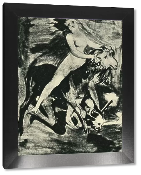 Witch riding a goat, late 18th-early 19th century, (1943). Creator: Francisco Goya