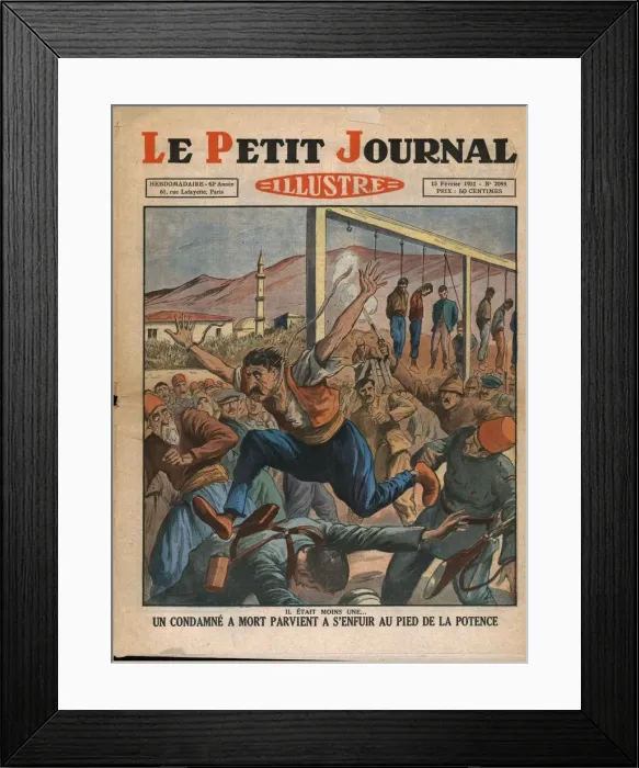 Framed Print : A condemned man escapes from the gallows, 1931. Creator: Unknown Framed Print : A condemned man escapes from the gallows, 1931. Creator: Unknown