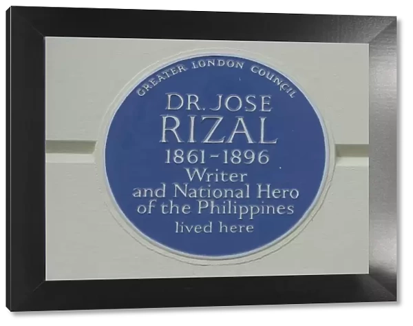 Blue plaque commemorating Dr Jose Rizal, Primrose Hill, London, NW1, England. Creator