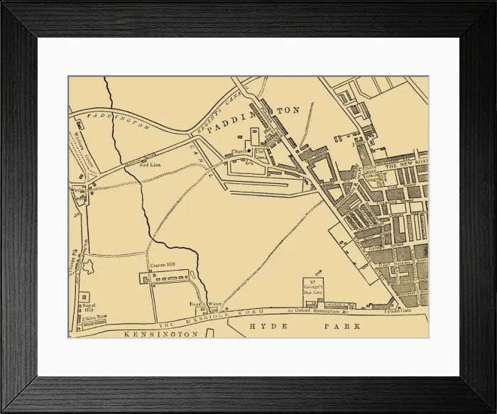 Framed Print : Map of Paddington, in 1815, (c1876). Creator: Unknown Framed Print : Map of Paddington, in 1815, (c1876). Creator: Unknown