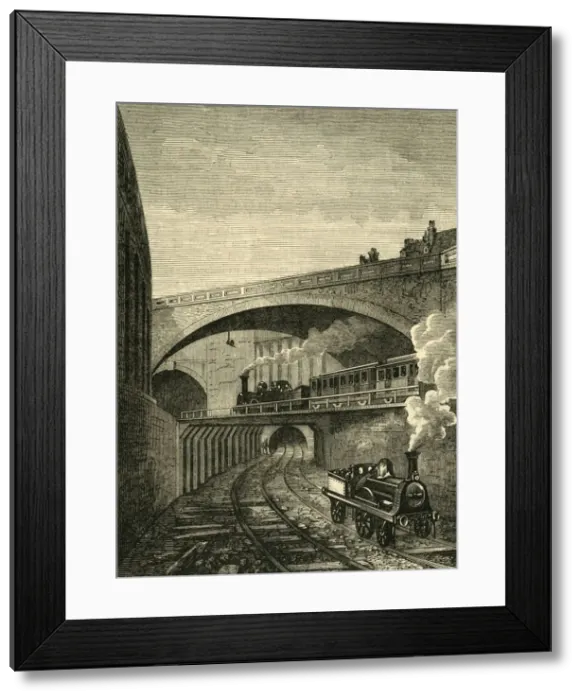 Framed Print : Entrance to the Clerkenwell Tunnel from Farringdon Street, c1876. Creator: Unknown Framed Print : Entrance to the Clerkenwell Tunnel from Farringdon Street, c1876. Creator: Unknown