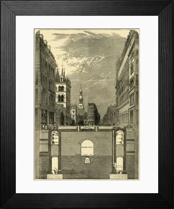 Framed Print : Section of the Holborn Viaduct, Showing the Subways, c1876. Creator: Unknown Framed Print : Section of the Holborn Viaduct, Showing the Subways, c1876. Creator: Unknown