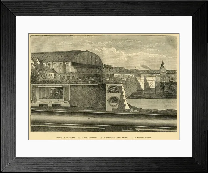 Framed Print : Section of the Thames Embarkment, 1867, (c1876). Creator: Unknown Framed Print : Section of the Thames Embarkment, 1867, (c1876). Creator: Unknown